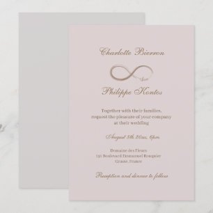 Invitation Symbole d'infinité Dusty rose gris or élégant mari