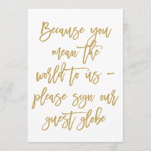 Invitation Symbole du Globe Guest Gold Lettré À La Main Chic