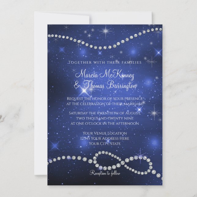 Invitation Symbole Galaxy Infinity Marine Love Twinkling Star (Devant)