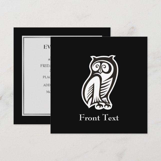 Invitation Symbole hibou blanc (Devant / Derrière)
