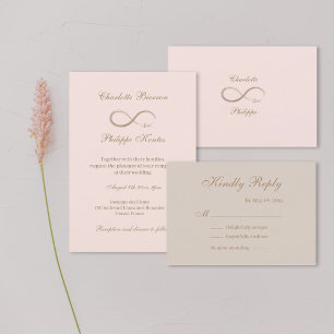 Invitation Symbole infini Blush rose or réponse au mariage