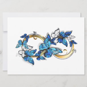 Invitation Symbole infini de papillons Morpho bleus