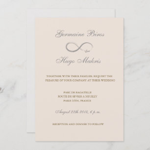 Invitation Symbole infini taupe gris or élégant mariage