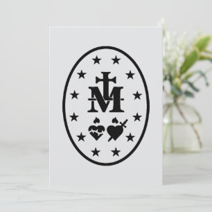 Invitation Symbole Médaille Miraculeuse Vierge Marie Noir