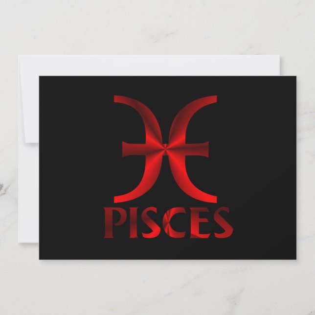 Invitation Symbole rouge d'horoscope de Poissons (Devant)