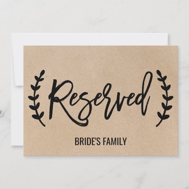 Invitation Symbole Rustique Chic Faux Kraft Calligraphie "Rés (Devant)