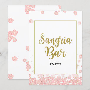 Invitation SYMBOLE Sangria Fête de l'mariée rose et or