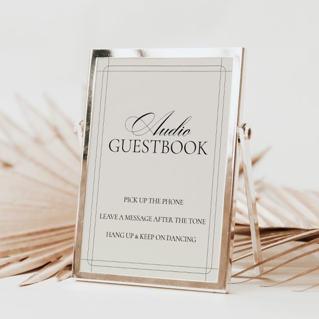 Invitation Symbole Vintage gris clair du livre d'or audio (Audio Guestbook Vintage Light Gray Sign)