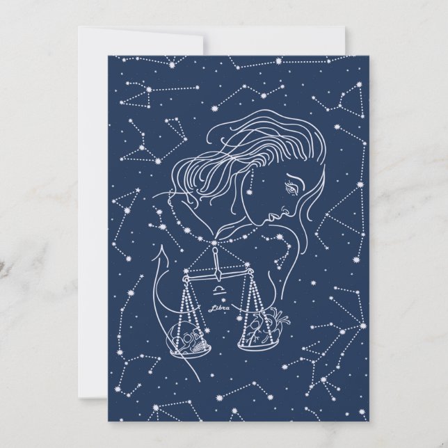 Invitation Symbole Zodiaque de la Girl Libra (Devant)
