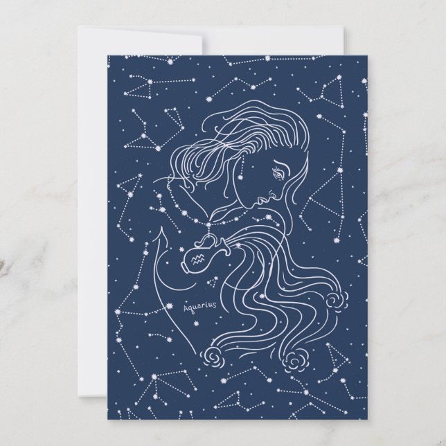 Invitation SYMBOLE Zodiaque FILLE Aquarius (Devant)