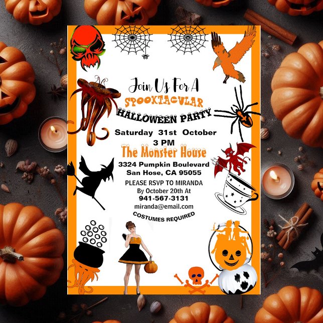 Invitation Symboles déplaisants Spooktacular Ados de la fête  (Creepy Spooktacular Symbols Halloween Party Teens Invitation)