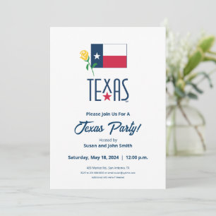 Invitation Symboles du Texas, drapeau du Texas et rose jaune