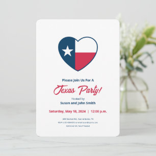 Invitation Symboles du Texas, Texas Drapeau, Coeur