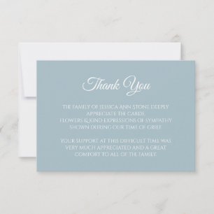 Invitation Sympathie Dusty Bleu Simple Merci funéraire