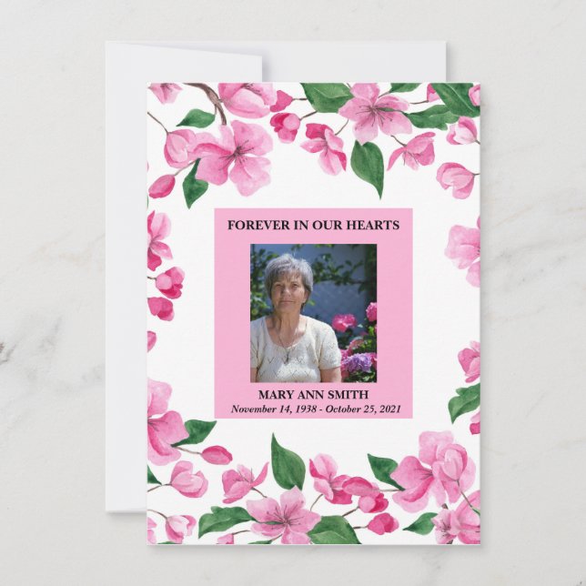 Invitation Sympathie florale rose personnalisée (Devant)