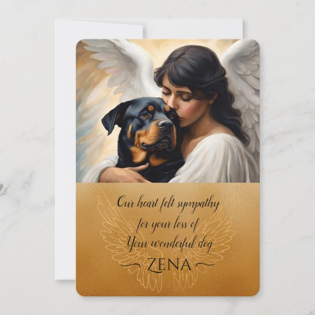Invitation Sympathie pour la perte de Rottweiler Angel Art (Devant)