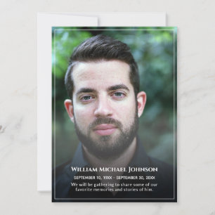 Invitation Sympathy Bereavement personnalisé Photo Funeral Me