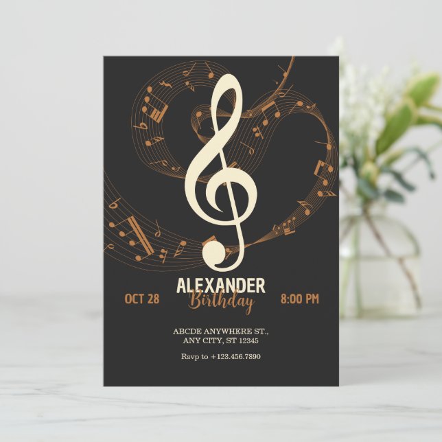 Invitation Symphonie de notes musicales (Debout devant)