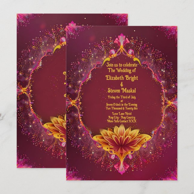 Invitation Symphonie florale : Collection d'élégance Mariage (Devant / Derrière)