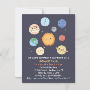 Invitation Système solaire, Baby shower spatial