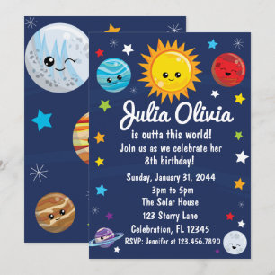 Invitation Système Solaire Kawaii En Dehors De Ce Monde Anniv