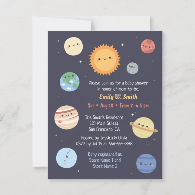 Invitation Système solaire mûr Planètes Solaires Baby shower  (Devant)