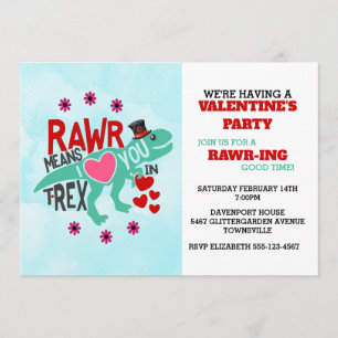 Invitation T-Rex dans un Tophat Cute Funny Valentine