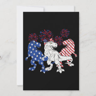 Invitation T Rex Dinosaur mignon Drapeau US 4 juillet tenue p
