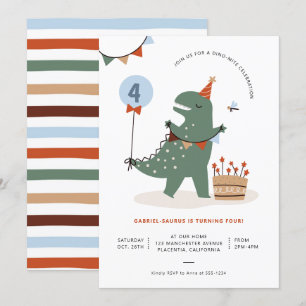 Invitation T-Rex Dinosaur moderne fête d'anniversaire
