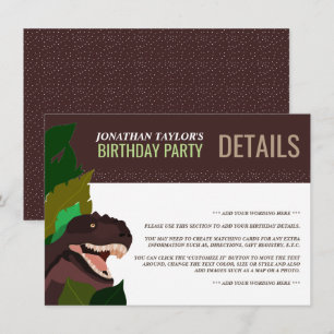 Invitation T Rex Dinosaur Party Enfants Anniversaire Détails