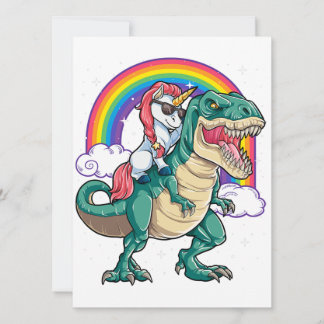 Invitation T-Rex Dinosaure Garçon Fille Homme Femme à Cheval 