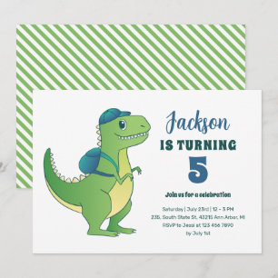 Invitation T-Rex et sac à dos École enfants Dinosaure Anniver