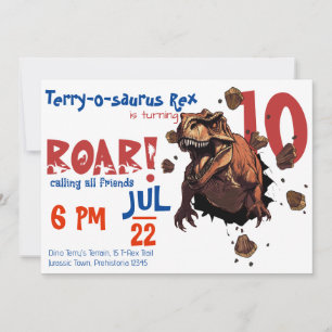 Invitation T-Rex Rugit ! pour les grands garçons et filles, A