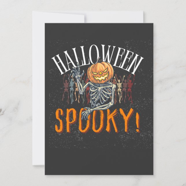 Invitation T-shirt Citrouille éffrayant Skeleton Halloween |  (Devant)