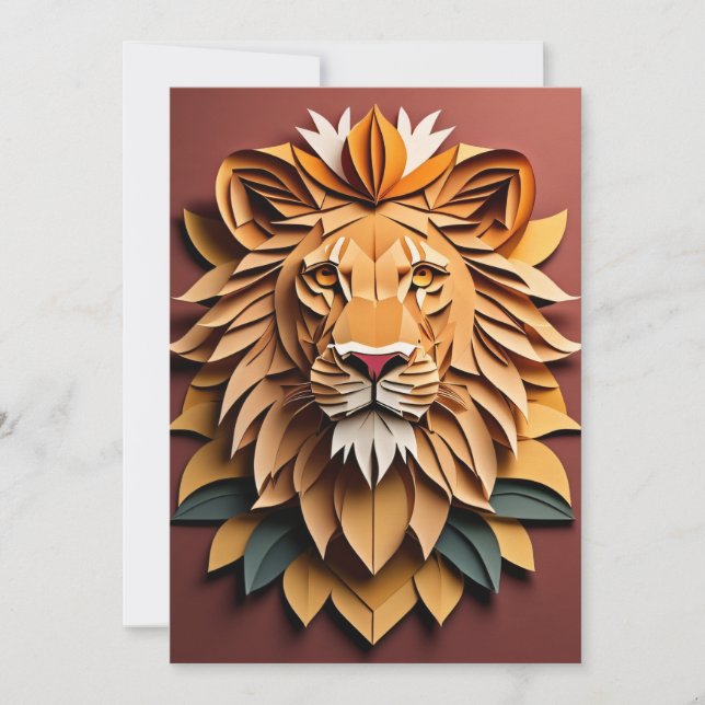 Invitation T-shirt Lion 3D Paper Art Design (Devant)