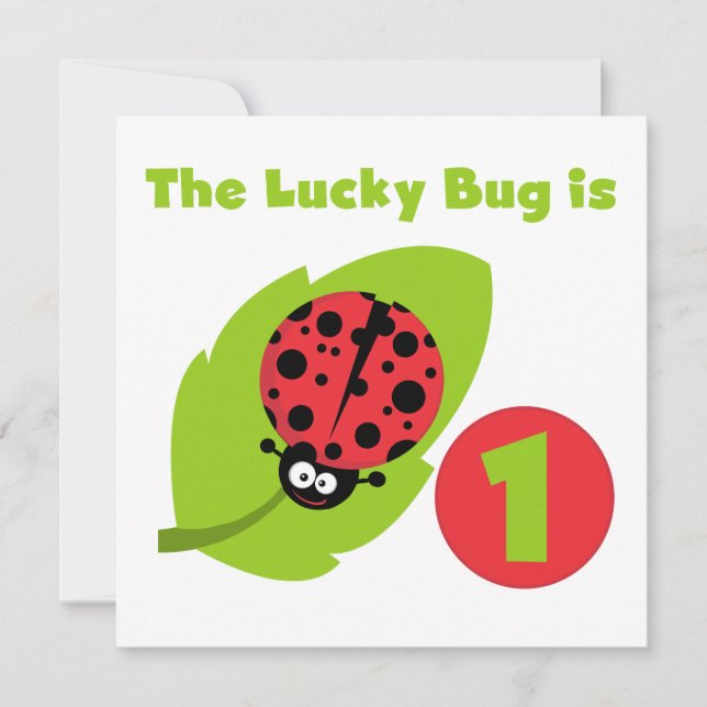 Invitation T-shirts et cadeaux Lucky Bug 1er anniversaire (Devant)