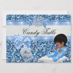 Invitation table 2 Baby Shower Garçon Bleu Petit Prince Lapin