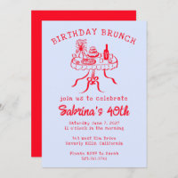 Table Buffet de fête d'anniversaire main tiré pers