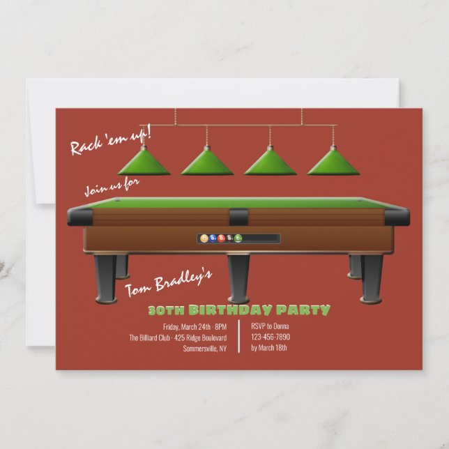 Invitation Table de billard (Devant)