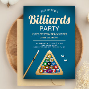 Invitation Table de billard Snooker Fête d'anniversaire Billa