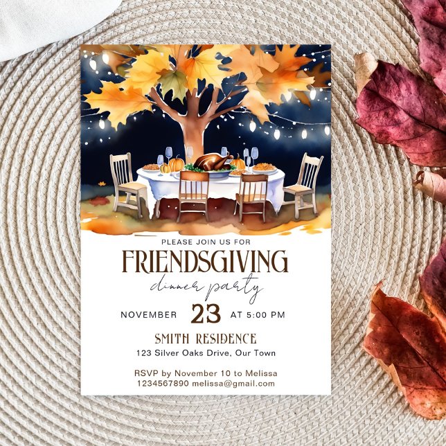 Invitation Table de jardin de Thanksgiving sous les étoiles (Friendsgiving thanksgiving dinner party template invitation digital download under the stars table)