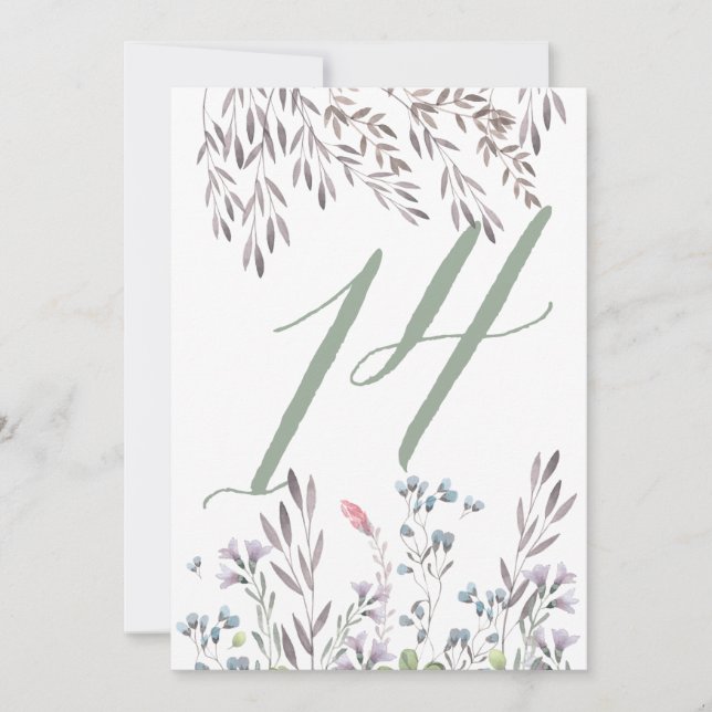 Invitation Table de mariage aux fleurs sauvages n° 14 recto v (Devant)
