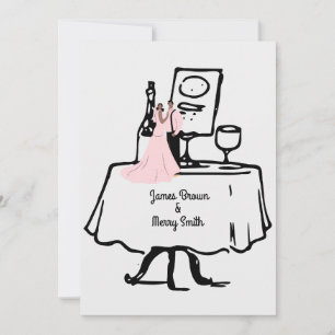 Invitation Table de mariée et de chambre rose Mariage noir et