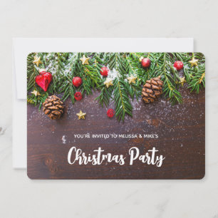 Invitation Table de Noël rustique avec Pine & Snow