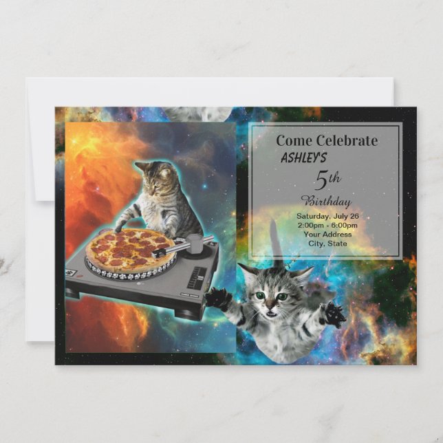 Invitation Table de son de jockey de disque Cat dj (Devant)