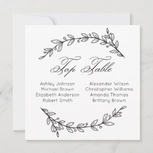 Invitation Table d'honneur de mariage simple. Plan de table b