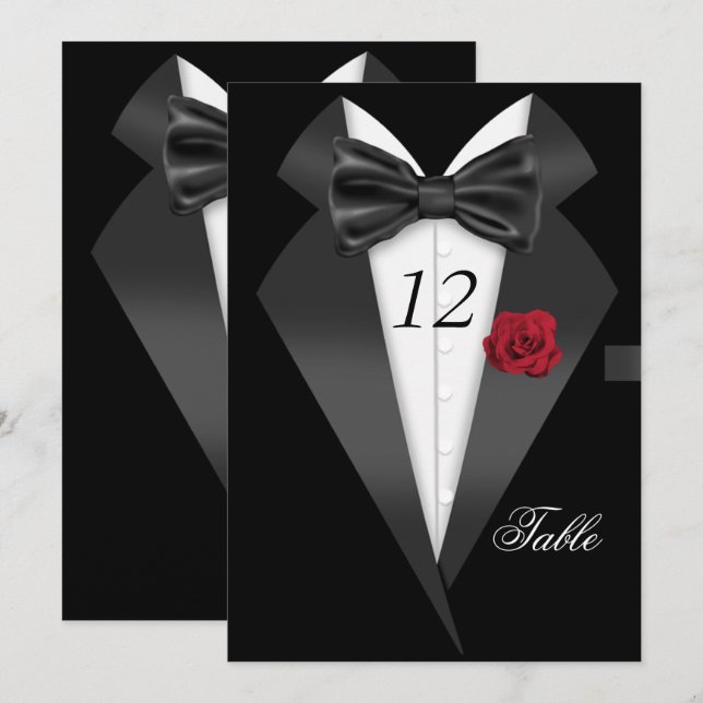 Invitation Table noire officielle Tuxedo Numéro Siège 2 (Devant / Derrière)