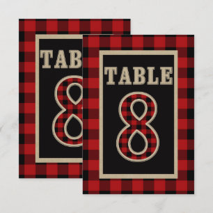 Invitation Table numéro 8 carreaux rouge et noir de style rus