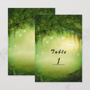 Invitation Table numéro de mariage Forêt Enchantée & Lumières