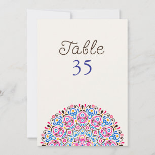 Invitation Table numéro de mariage mandala Art Déco classique
